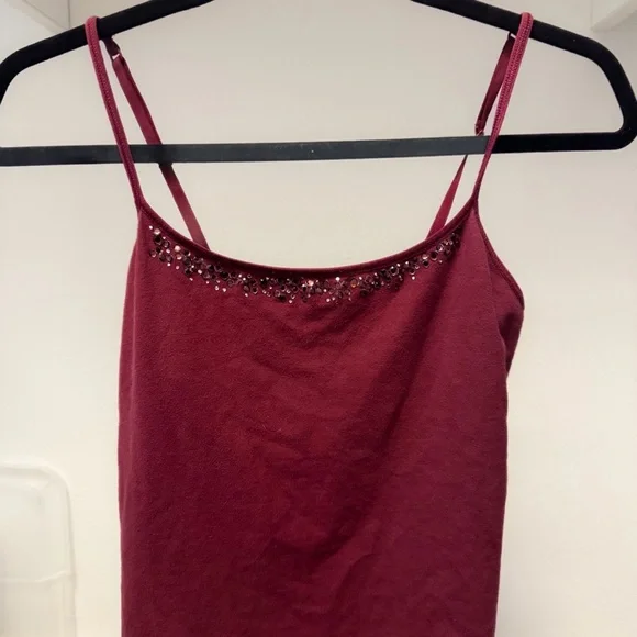 Vintage Victoria’s Secret Burgundy Bedazzled Embellished Women's Tank Top - Picture 1 of 3